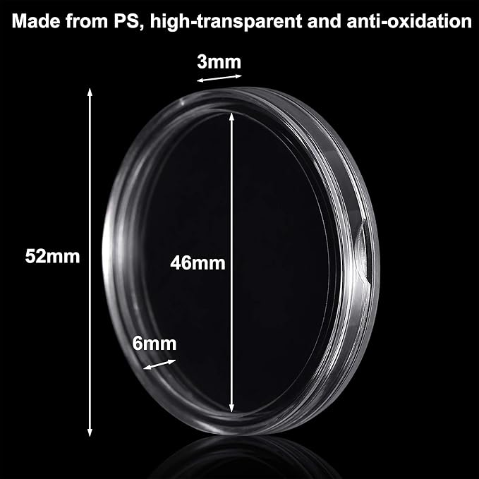 FRIMOONY 46mm Coin Capsules, with Foam Gasket and Plastic Storage Box, for Coin Collection, 2 Packs