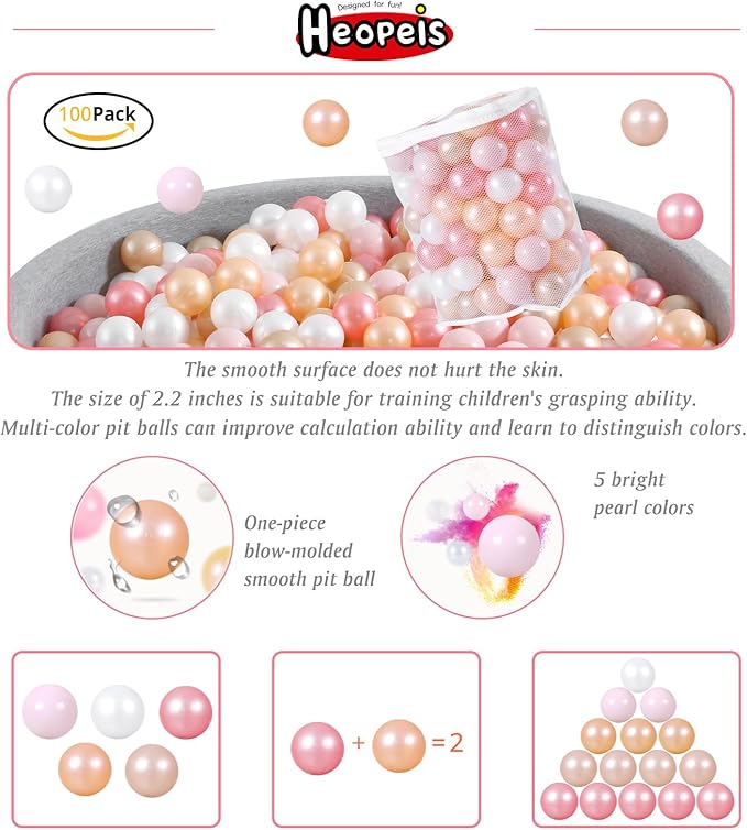 Ball Pit Balls Pack of 100 200 500 - Star and Round Set BPA Free Phthalate Free Non-Toxic Crush Proof Play Balls Soft Plastic Balls for Toddlers Baby Kids Birthday Pool Tent Party