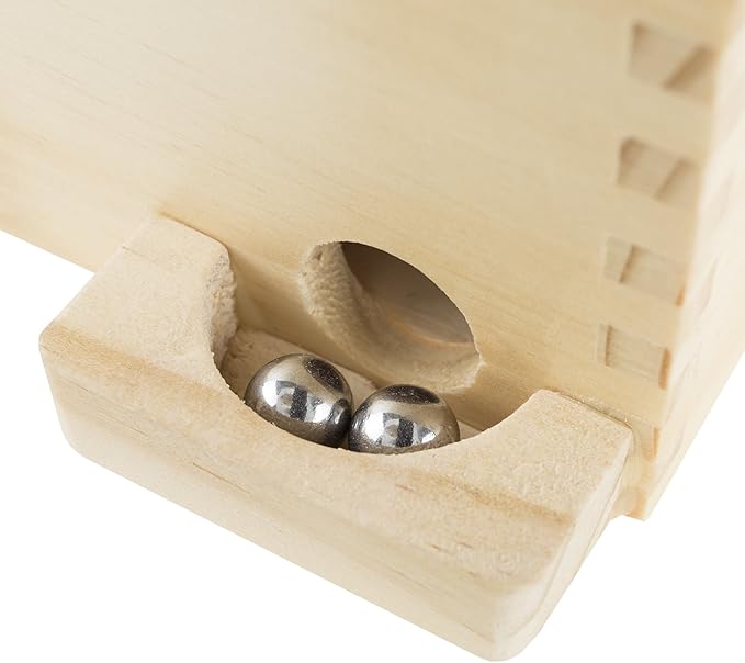 Labyrinth Wooden Maze Game with Two Steel Marbles, Puzzle Game for Adults, Boys and Girls by Hey! Play! , Tan