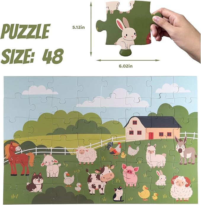 Jumbo Floor Puzzle for Kids, Large Jigsaw Puzzles 48 Piece for Kids Ages 3-5,Preschool Learning & Education Toys, Gifts for 4-8 Year Old Boys and Girls (Farm Animals)