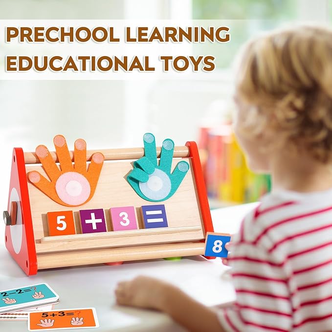 Preschool Learning Toys for Toddlers 2-4, 5-in-1 Montessori Math Manipulatives Number Counting Blocks Abacus Fraction for Kids, Educational Toys for 3-5 Year Old Boys Girls Birthday Gifts