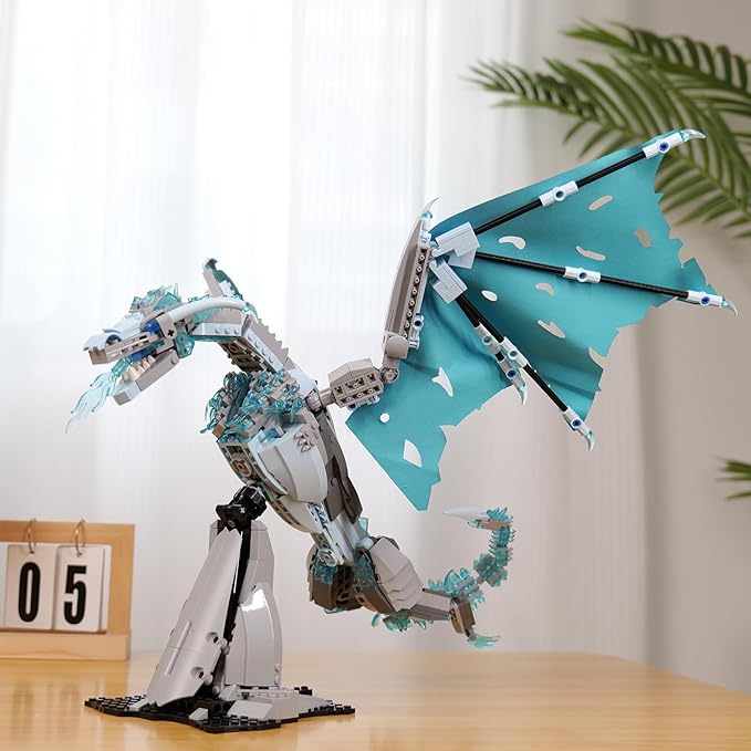 Ideas Ice Dragon Building Set，Compatible with Mainstream Brands Adults Collectible MOC Dragon Model STEM Toy for GOT Fans Home Decor,Creative Gift for Kids Boys & Girls 8-16 (1019 PCS)