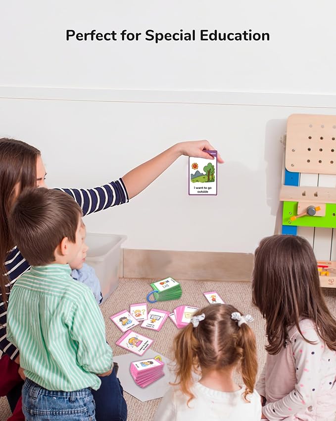 CHEFAN 120 PCS Autism Communication Cards for Speech Delay Non Verbal Children and Adults, Special Needs Visual Aid Language Learning Cue Cards Special Ed Feelings Emotions Flash Cards
