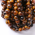 8MM 45PCS Natural Stone Yellow Tiger Eye Stone with Iron Mine Beads for Jewelry Making DIY Bracelet