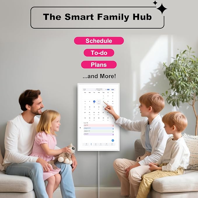 Digital Calendar, 15.6 Inch Wall Planner Electronic Calendar&Chore Chart, Smart Touchscreen Interactive Display for Family Schedules – Wall Mount Included, Great for Organizing Your 2025-2026 White