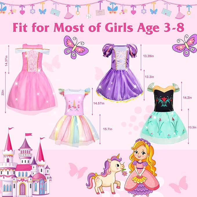 Princess Dress Up for Girls 4-6, Dress Up Clothes for Little Girls 3t-4t