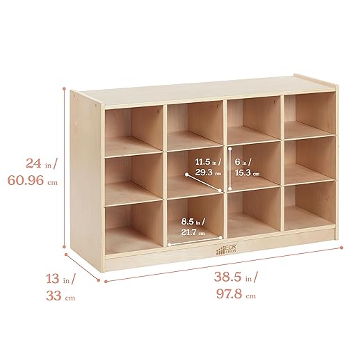 ECR4Kids 12 Cubby Tray Cabinet with Scoop Front Storage Bins , Classroom Furniture, Clear, 12-Piece