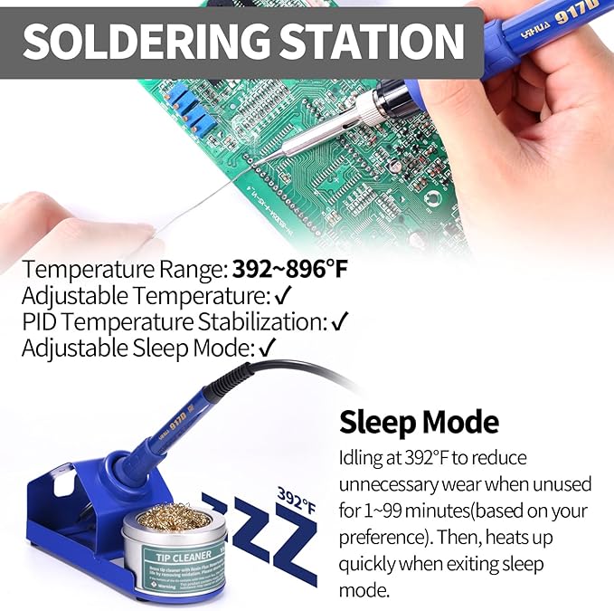YIHUA 853D 2A USB SMD Hot Air Rework Soldering Iron Station, DC Power Supply 0-15V 0-2A with 5V USB Charging Port and 35 Volt DC Voltage Test Meter