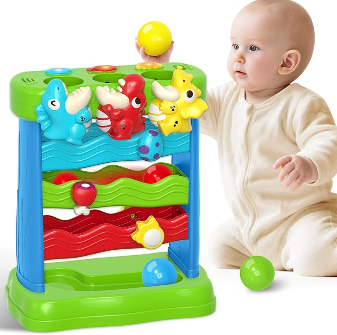 LACCHOUFEE Feed The Dinosaur, Interactive Toddlers Toy, 1+ Year Old Baby Boys & Girls Gift, Musical Toys for Infant One Year Birthday Present, Babies Ages 6-12-18-24 Months Education Learning Toys