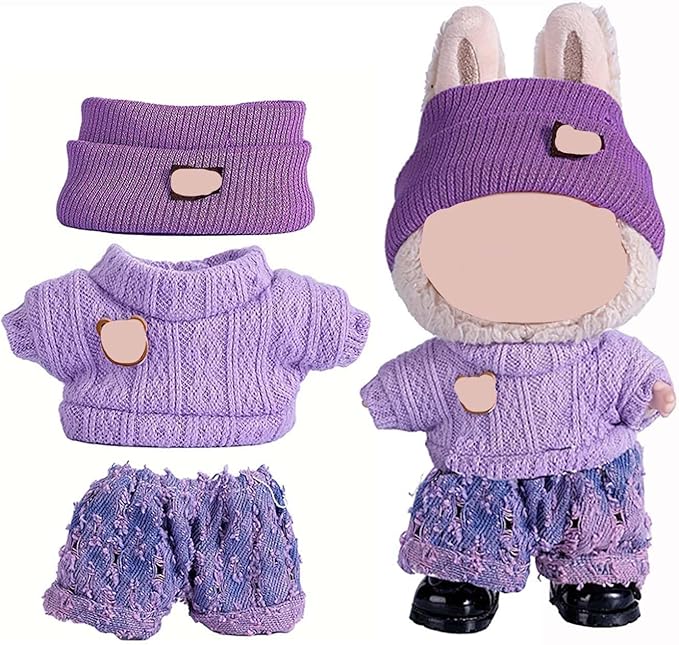 Clothes for 17cm Doll (NO Doll),Adorable Outfit ,Handcrafted Clothes Set for Dress Up ,Ropa Accessories Hat + Sweater + Pants