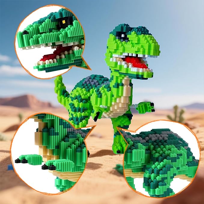 Dinosaur Tyrannosaurus Rex Building Sets Velociraptor Micro Mini Blocks Toy Birthday for Age 6+ Boys Adults Teens 2745 Pieces