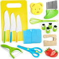 Chanking 17 Pieces Kids Safe Knife Set for Real Cooking Child-Friendly Plastic Chef Tools Montessori Kitchen Toys for Toddlers with Bright Colors Gifts for Boys and Girls