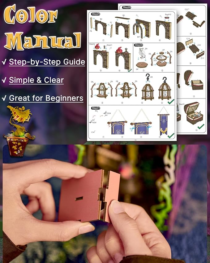 Book Nook Kit Mystic Theurge's Hut, DIY Booknook Kit for Adults Teens, 3D Wooden Puzzle Miniature House Kit with LED Lights, Bookshelf Decor Craft Gift for Family Friends