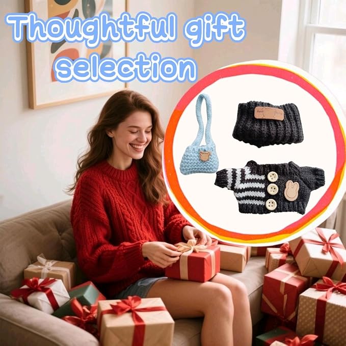 15cm & 17cm Doll Clothes Outfits Set - Premium Dress Up Bundle with Exquisite Accessories | Soft Fabric Fashion Doll Costume for 15-17cm Dolls (Black)