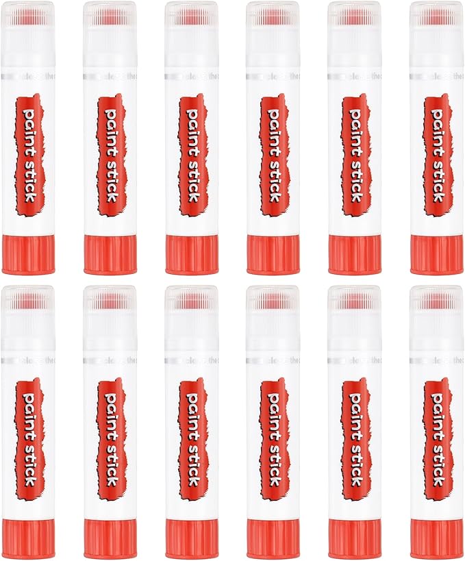 PATIKIL Tempera Paint Sticks, 12 Pcs Solid Tempera Paints Sticks Washable Bulk Markers Pen Quick Drying for Artists Beginners Art Supplies, Orange Red