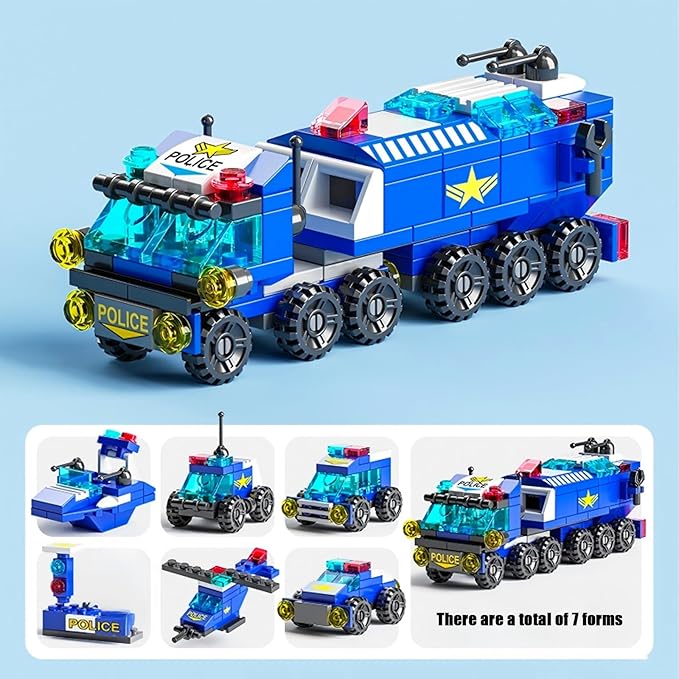 Police Car Toy Building Set for Kids Ages 5-12 | 147-Piece Construction Toy with Moving Wheels Car Chase Adventure Playset