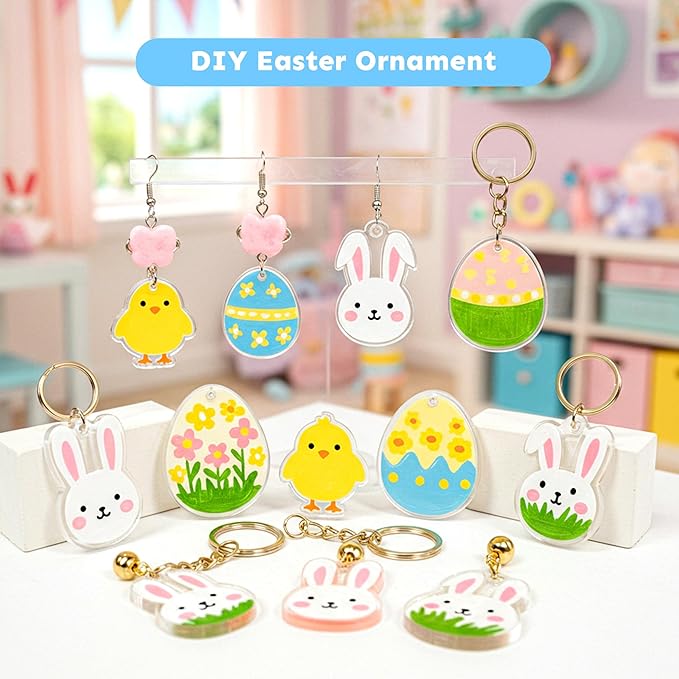 Auihiay 50 Shrink Plastic Sheets, Mini Shrink Films Papers for Kids DIY Keychains Making, Easter Decorations Ornament and Mothers Day Gifts, 4 x 3 inch / 10 x 7.5 cm