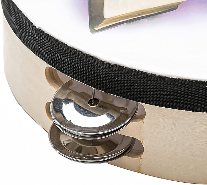 Tambourine 10 inch Dove Bible Double Row Jingle Tambourine for Adults,Handbell Clap Drum Tambourines for Pray Church Party Musical Instrument (10 inch Dove)