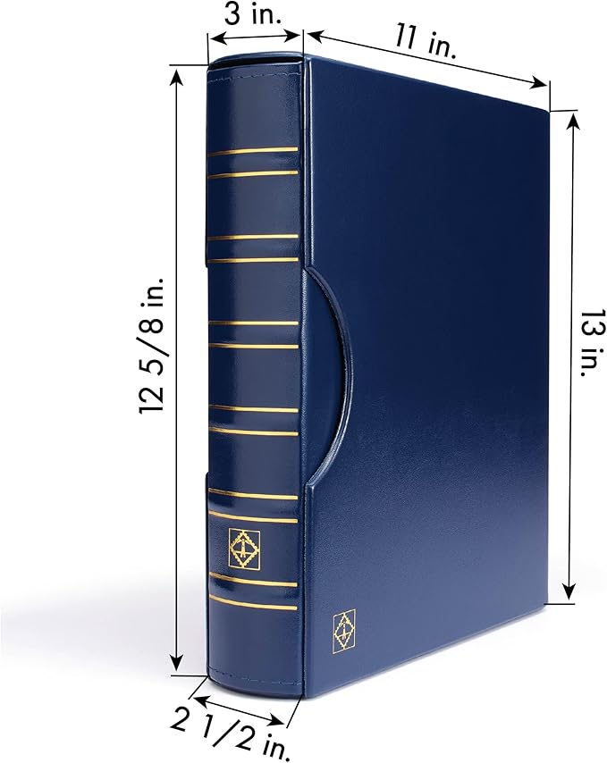 Lighthouse - Coin Album Set with ENCAP 5 Pages for Quadrum Snaplocks, Fits 100 2"x2" Coin Holders with Matching Slipcase - Blue