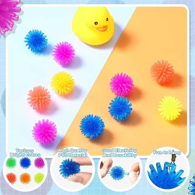100 Pcs Spiky Hedge Balls Multicolor Small Porcupine Ball Mini Stress Relief Calming Fidget Toys Soft Sensory Bright Assorted Colors for Birthday Party Favors Home Office