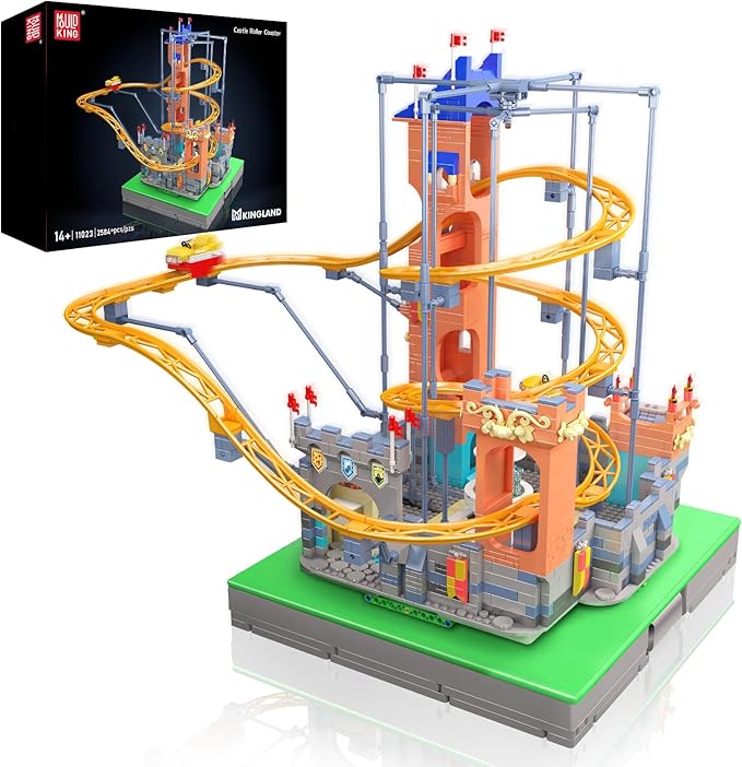 Mould King Roller Coaster Building Block Set, 2584+ Pcs Castle Theme Amusement Park Model Kit with Motors, STEM Construction Rollercoaster Building Set, Home Decoration Gift for Teen Adult