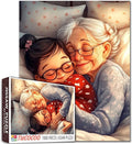 Cute Girl Sleeping with Grandmother 1000 Piece Jigsaw Puzzle for Adults Students Warm Oil Painting Cozy Home Decor Puzzles 20×27 Inches Family Fun Relaxing Game Gift for Women Men Teens Room Art