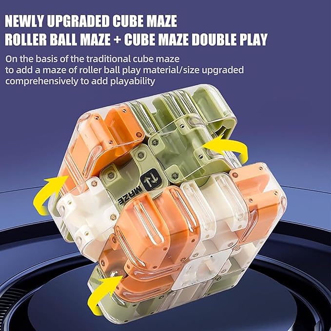 Large 3D Labyrinth Cube Puzzle, 3D Magic Cube Maze Ball Puzzle, Magic Cube Ball Dual-Use, Improve Spatial Recognition and Cultivate Logical Thinking for Adults Teens (Green)