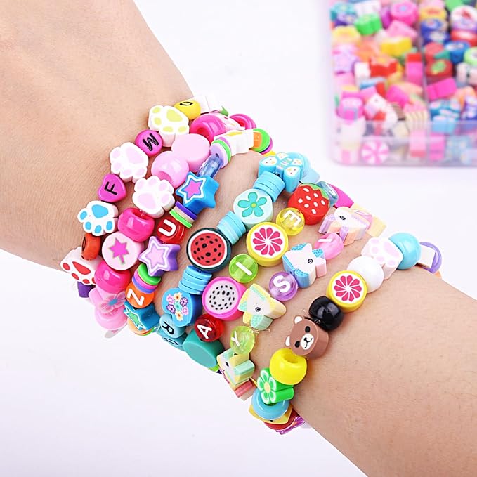 2480pcs Mouse Head Polymer Clay Beads Charms for Bracelets Making Kit Cute Fun Charms Beads Friendship Bracelet Making DIY Arts Crafts Birthday Gifts Toys for Kids Girls