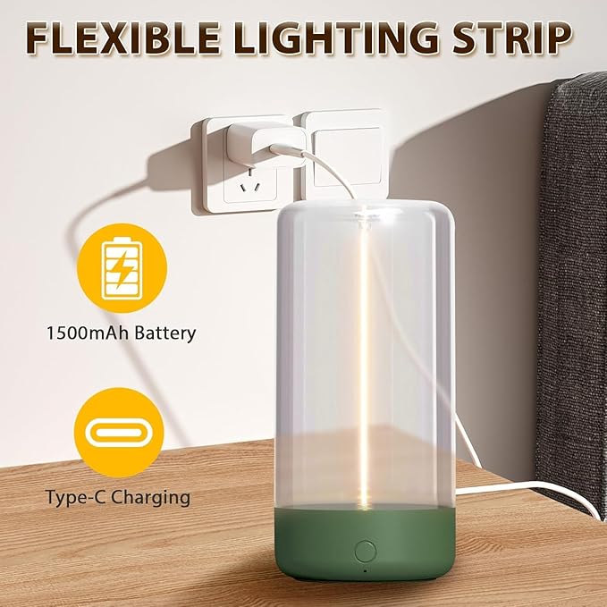 AUGE LIGHT Minimalist Desk Lamp, Rechargeable Cordless LED Lamp with 3 Dimming Modes, Small Desk Lamp for Restaurant Bedroom Bar Coffee Shop Desk Decer Dark Green