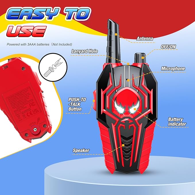 Kids Walkie Talkies for Boys: Toys Gifts for 3 4 5 6 7 8 Year Old Boys Kids Walkie Talkies 2 Pack Outdoor Hiking Toy Age 3-8 Year Old Boy Girl Christmas Birthday Gifts Ages 5-7 Stocking Stuffers