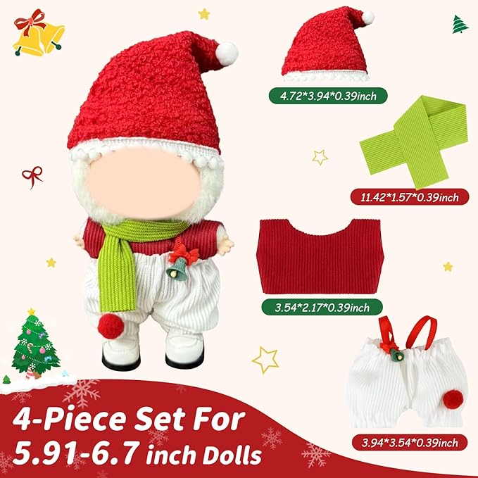 Doll Clothes 17cm/15cm Outfit Set Party Clothes High-End Fashion Outfits Suitable Accessories Christmas Cloak Halloween Premium Clothing 5.91-6.7 inch (No Doll) (LBB-258)
