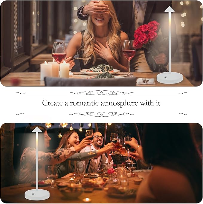 Portable LED Cordless Table Lamps 2 Pack, 5500mAh Rechargeable Battery Operated Restaurant Table Lamp, 3 Colors Mode Stepless Dimming Night Light for in/Outdoor