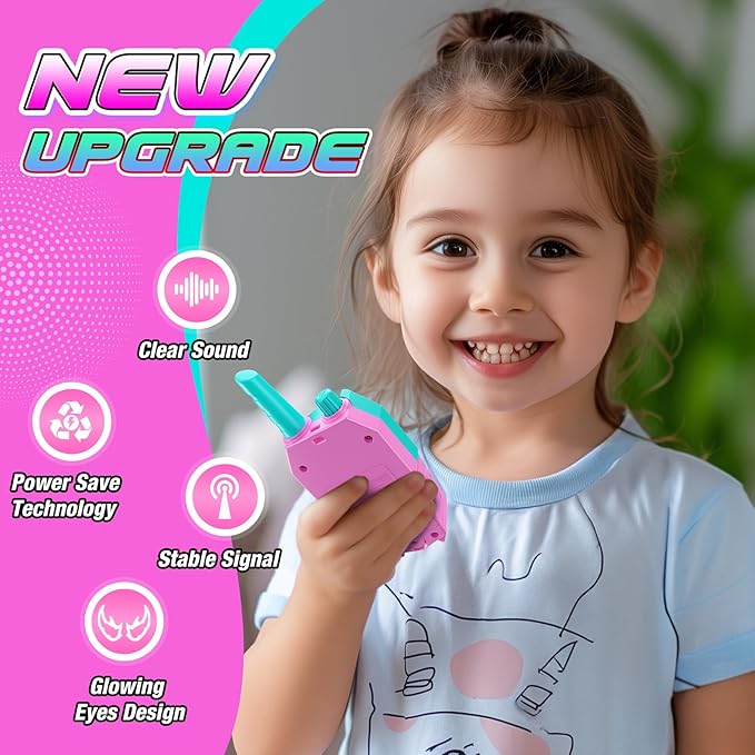Cool Walkie Talkies for Girls Kids: Christmas Birthday Toys Gifts for 3 4 5 6 7 8 Year Old Girls Toys Ages 6-8 Kids Walkie Talkies 2 Pack Outdoor Stocking Stuffers Toy for 3-8 Year Old Girl Gift