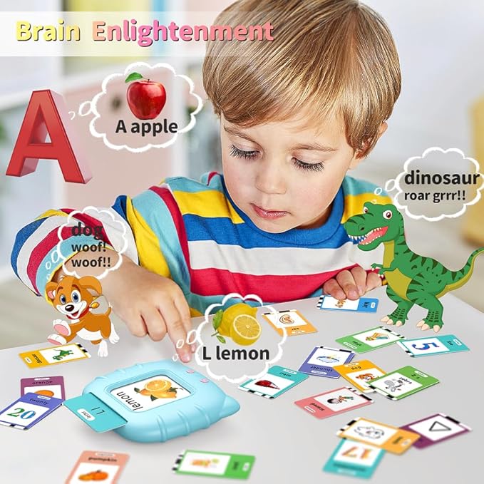 520 ABC Sight Words Talking Flash Cards, Christmas Birthday Gift for 2 3 4 5 6 Year Old Boys and Girls, Preschool-Learning-Activities, Toddler Educational Toys for Ages 1-6 Kids, Blue