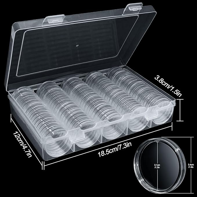 300PCS Coin Capsules, Coin Holder with Gaskets, 4 Sizes (20/25/27/30mm) Plastic Coins Protector Case with Plastic Storage Organizer Box for Collectors Coins Collection Supplies