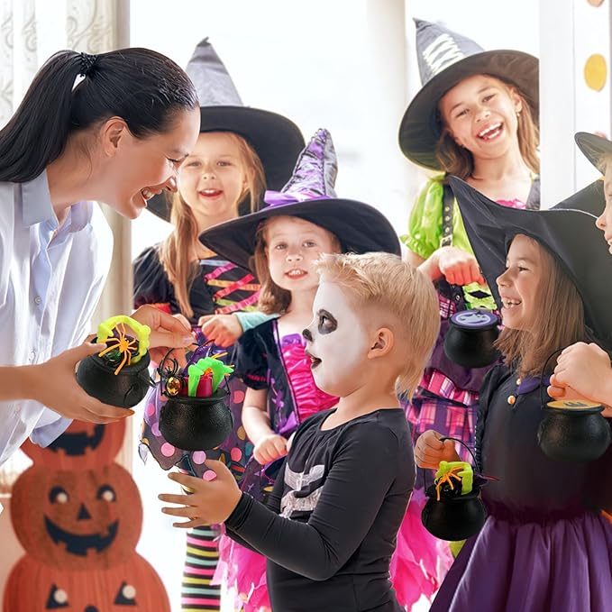 256 PCS Prefilled Halloween Party Favors Bulk for Kids, 32 Pack Prefilled Witch Cauldrons With Halloween Toys, Halloween Goodie Bag Fillers