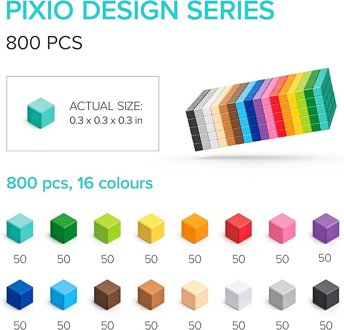 PIXIO-800pcs Magnetic Blocks - Pixel Art Building Toys - Open Ended Toys - Geek Gifts - Display Desk Toys for Office for Adults - Tiny Magnet Blocks
