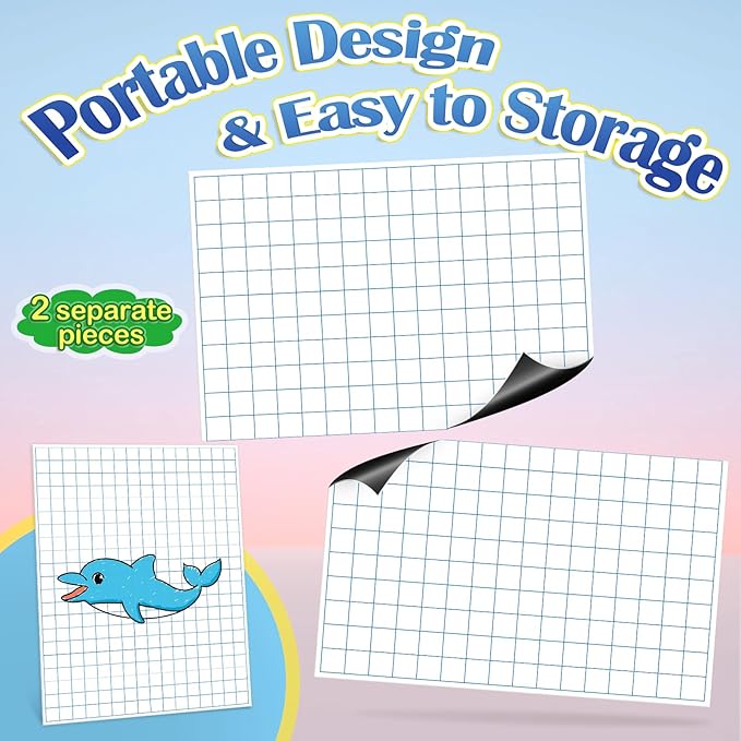 Aizweb Giant Magnetic Graph Paper,Dry Erase Grid Graphing for Classroom Whiteboard Accessories,Chart Paper Teacher Must Have Homeschool Teaching Supplies,Teacher Essential,21.5" x 16.5"
