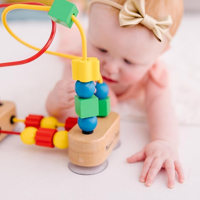 Melissa & Doug First Bead Maze - Wooden Educational Baby Toy with Suction Cups, for Floor, High Chair or Toddler Table, Toddler Toys for Girls & Boys Ages 1+