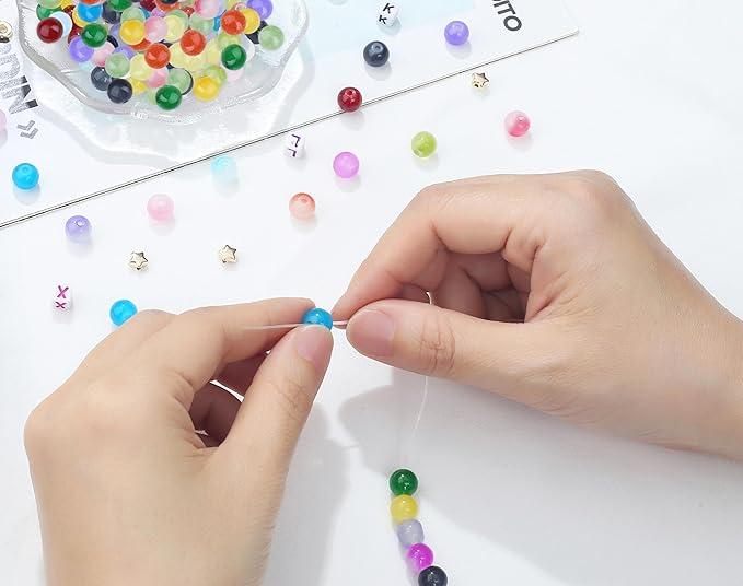 XIANNVXI 530pcs Glass Beads Kit for Friendship Bracelet 18color 8mm Colorful Glass Kandi Letter Beads Kit for Jewelry Making DIY Crafts
