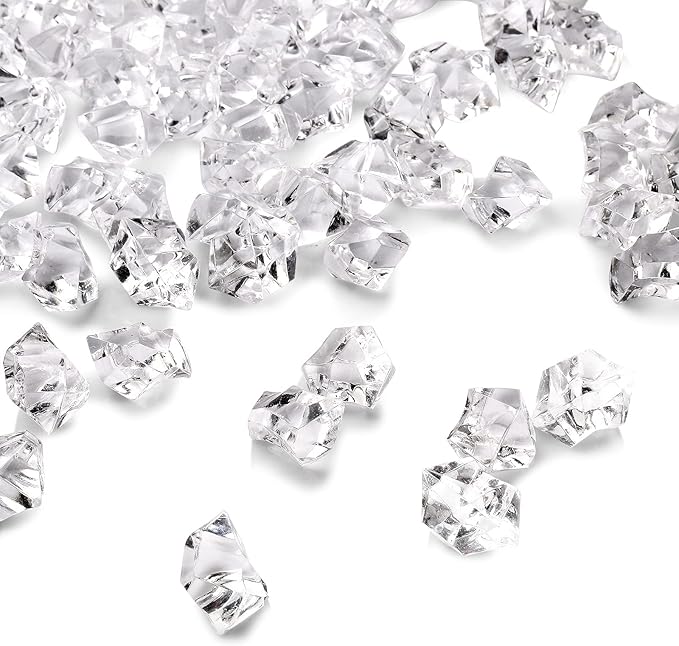 TeeLiy 150 PCS Acrylic Clear Crushed Ice Rock Crystals Treasure Gem Plastic Fake Ice for Vase Fillers Decoration, Table Scatters, Event, Wedding, Arts & Crafts, Home Birthday Decoration