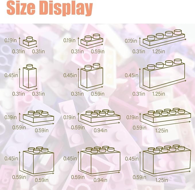 1500 Pieces Building Bricks, Building Bricks Set for Girls Age 6-7-8-12, Classic Bulk Small Blocks, Blocks Set (Pink Purple White)