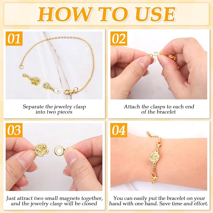 Paxcoo 12Pcs Magnetic Necklace Clasps and Closures, Locking Magnetic Jewelry Clasps, Magnetic Necklace Extender, Necklace Clasp Helper for Necklaces, Bracelets and Jewelry