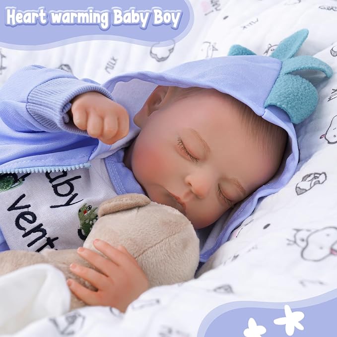 ADFO Reborn Baby Dolls Girl Realistic, 20 inch Lifelike Realistic Girl Newborn Real Life Baby Girl Dolls Soft Vinyl and Cloth Body with Clothes and Toy Gift for Kids Age 3+