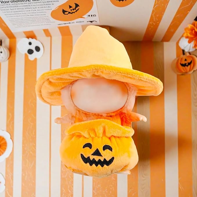 17cm Doll Clothes Set,2 Piece with Cute Pumpkin Dolls Outfits for a Spooky Halloween Dressed-Up Look, Fashion Handmade Accessories for Dolls (Doll Not Included) Halloween Pumpkin Set