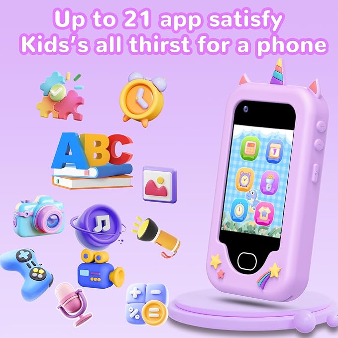 Lapare Kids Smart Phone for Girls, Christmas Birthday Gifts for 3-10 Year Old Kids Toy Cell Phone, 2.8" Touchscreen Toddler Learning Play Toy Phone with Dual Camera, Game, Music Player and More (32GB)