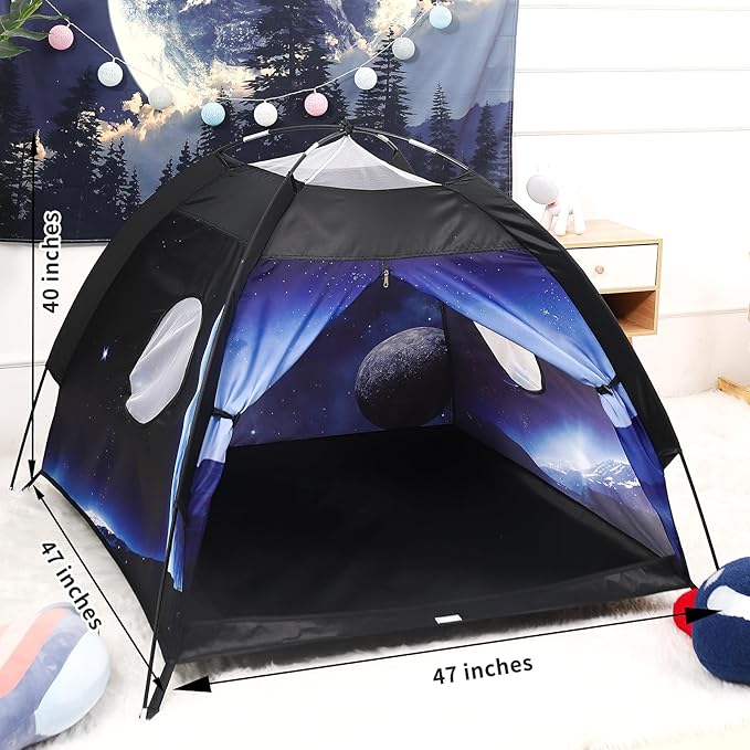 Kids Play Tent Lucky Castle Playhouse for Boys and Girls Easy Fun Dome Tent Camping Playground Pop Up Tent for Kids Indoor and Outdoor Imaginative Play Perfect Kid's Gift (World Stars)