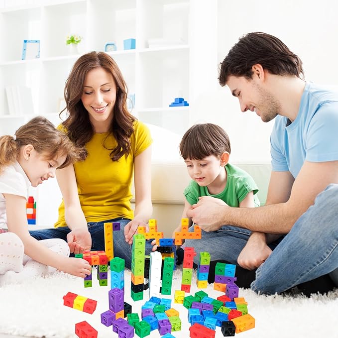 701 Pcs Math Learning Linking Cube with Pink Storage Container Counting Cubes Plastic Colorful Counting Blocks Math Manipulatives Classroom Learning Supplies for Home school Educational(Pink)