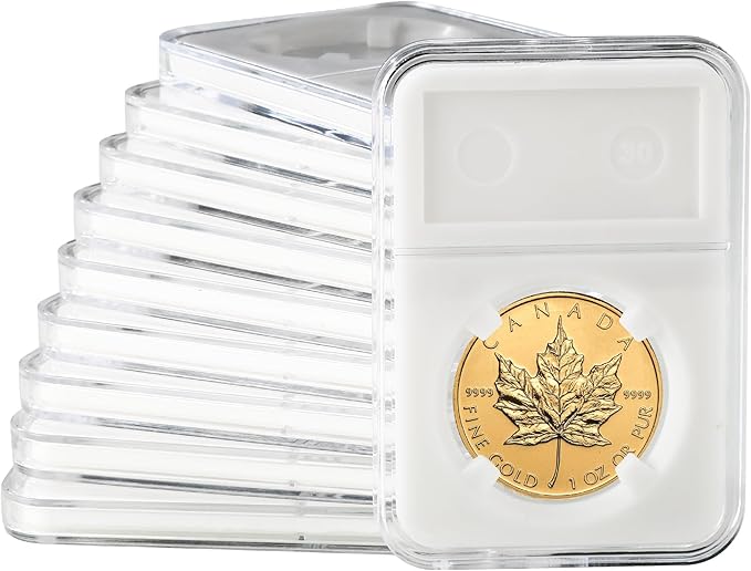 10-Pack Silver Dollar Coin Holder, 33mm Collection Coin Holder, Clear Acrylic Coin Slab Protectors and Display Case for Morgan, Peace, IKE Silver Coin, Four-Point Fixation Coin Capsules