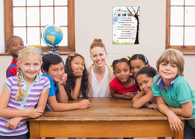 FLYAB Classroom Rules Poster - 12"x18" Motivational Back To School Classroom Decorations Inspirational Posters for Preschool Kindergarten Elementary Virtual Learning Teacher Supplies
